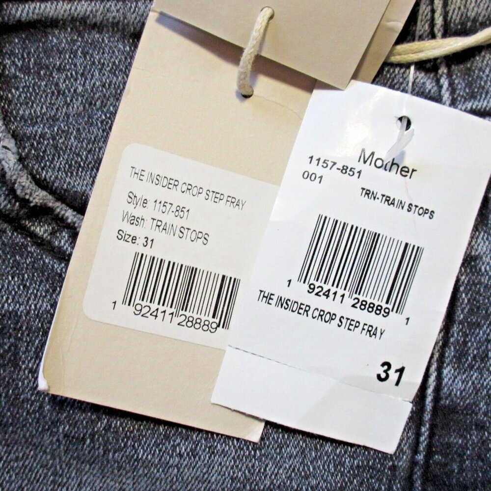 NWT Mother Insider Crop Step Fray in Train Stops Mineral Wash Stretch Jeans 31 - Picture 6 of 11